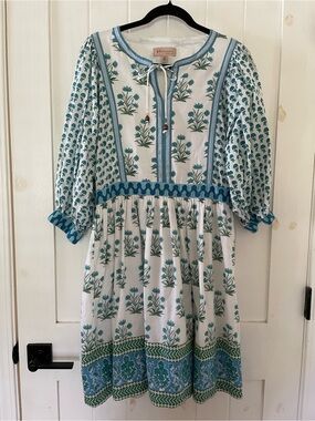 Beautiful White Blue Floral Philosophy Dress Size M Cotton Lined